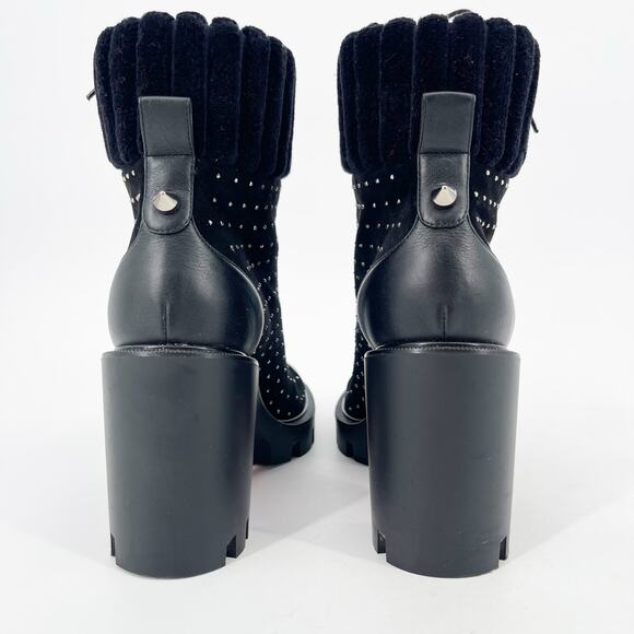 Christian Louboutin Black Dakita Lug 70 Studded Round Toe Combat Boot EU 38 - Picture 8 of 11